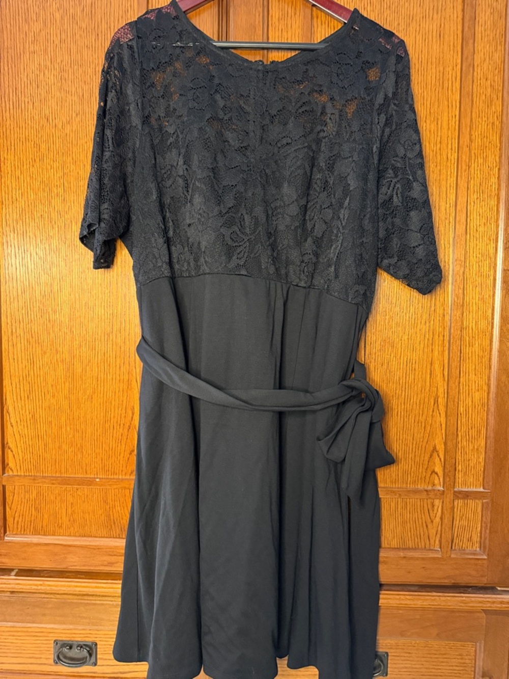 Torrid Ponte & Lace Overlay Midi Self-Tie Skater Dress Pockets Cocktail LBD